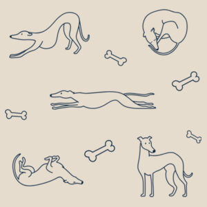 Greyhounds - Natural Tea Towel Design