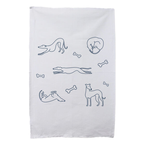 Greyhounds - White Tea Towel Thumbnail