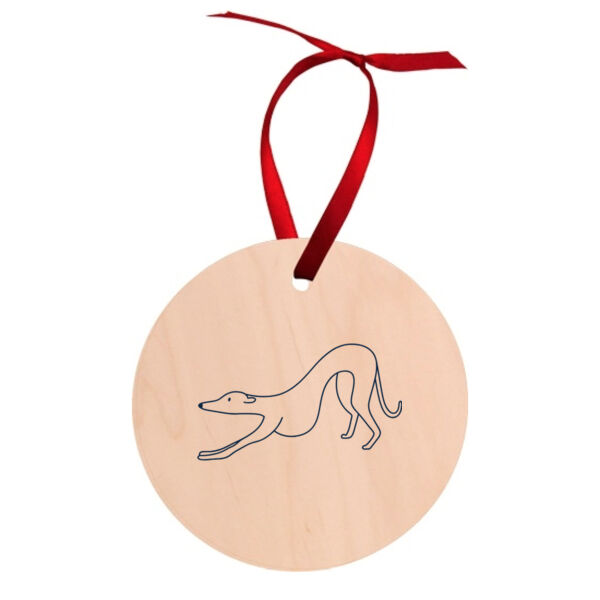 Stretching - Round Wood Ornament Thumbnail