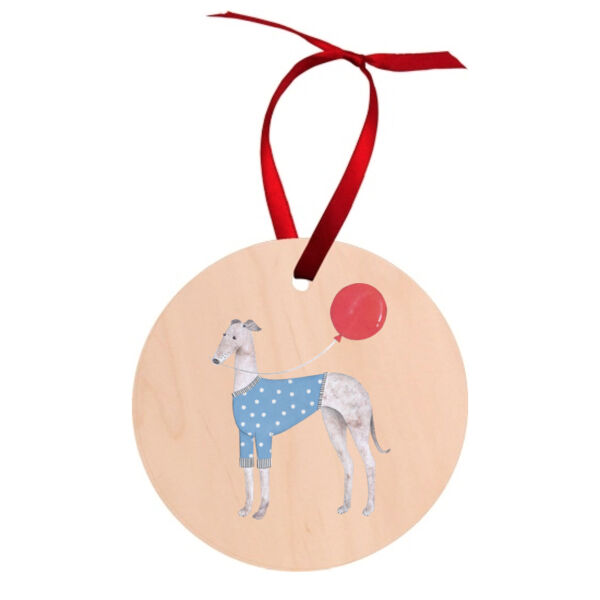 Red Balloon - Round Wood Ornament Thumbnail